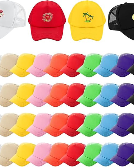 Hercicy 40 Pack Sublimation Blank Trucker Hat Bulk Baseball Cap Adjustable Mesh Unisex Polyester Hat Heat Transfer