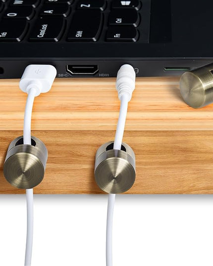 5 Sets Charger Holders for Cords, Antique Copper Color Adjustable Cable Anchor Holders, Adhesive Metal Cord Clips, Cable Management Wire Organizers for Desk, Office, Nightstand