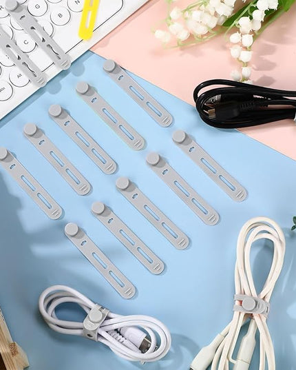 42 Pcs Silicone Cable Ties Reusable Cord Straps Multipurpose Elastic Cable Organizer for Bundling Fastening Earphone Phone Charger Home Office School(Gray,3.15 Inch)
