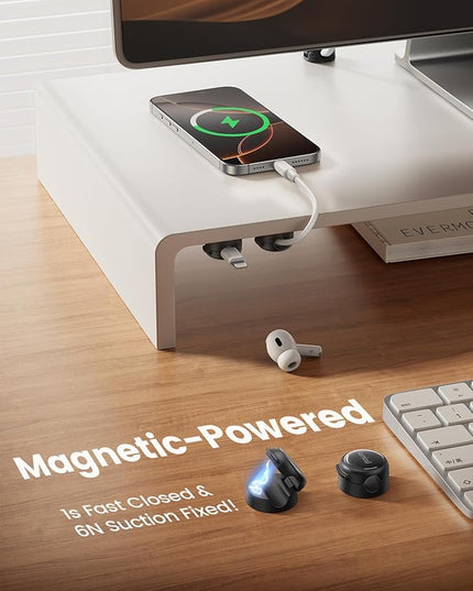 8Pack Magnetic Cord Organizer Cable Clips - Lamicall [Crystal-Clear] Desk Cable Managment for Phone Charging Cord, Adhesive Wire Holder for Home Office Desk Nightstand, Christmas Organizer Accessories