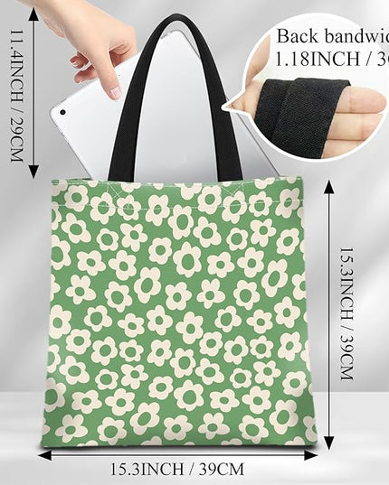 Canvas Tote Bag for Women，Cute Heavy-Duty Shoulder Bag with Zipper Pocket -Travel Tote for Grocery, Gym,Shopping