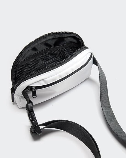 Pander Two Way Zipper Fanny Pack Nylon Everywhere Belt Bag for Women, Water Repellent Waist Packs, Crossbody Bags with Adjustable Strap (White).
