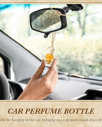 BBTO 200 Pcs Hanging Car Diffuser Bottles Bulk, Empty Clear Glass Air Freshener Bottles with Wooden Cap for Perfume Essential Oils Fragrance Aromatherapy Ornament(Skull)