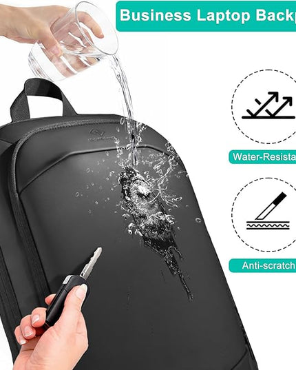Business Backpack for Men 17 Inch,Slim & Expandable Waterproof Travel Laptop Backpack with USB Charger Port,Anti-Theft Lightweight Large Work Computer Bag,College Laptop Backpacks Gifts for Men Women