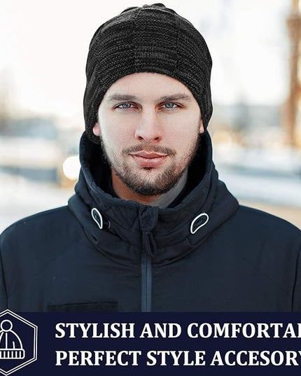 Geyoga 2/3/4 Pack Winter Beanie Hats for Men Warm Slouchy Beanies Hats Fleece Lined Thick Knitted Ski Skull Warm Cap