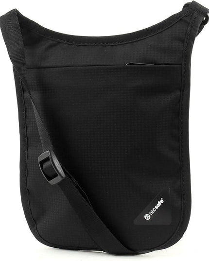Pacsafe Coversafe V75 Anti-Theft RFID Blocking Passport Holder & Neck Pouch/Wallet - Fits up to Four Passports (or iPhone X) plus Credit Cards, for Women & Men (Black)