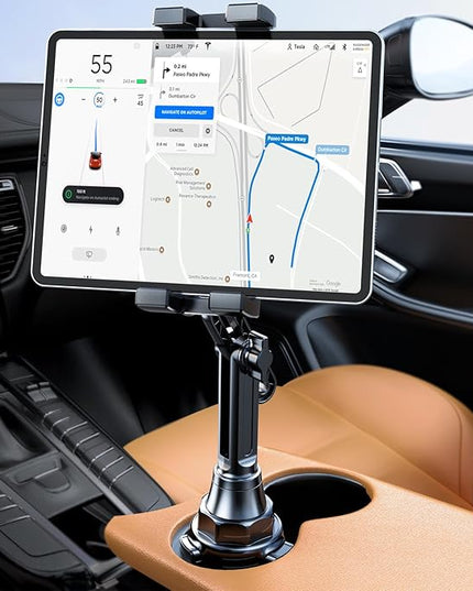 Miracase Cup Holder Tablet Mount for Car, [2025 Latest Upgraded] Adjustable Long Neck Car Tablet Holder Friendly Compatible with iPad, Pro, Air, Mini Samsung Galaxy Tab, All 6.1-12.9" Tab