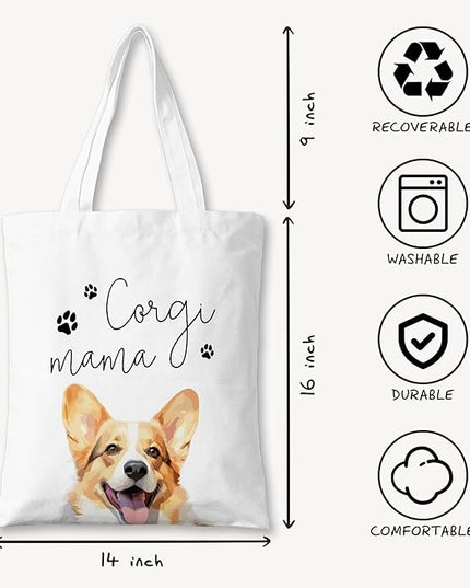 Dog Mama Canvas Tote Bag for Women, Dogs Lover Gift for Dog Mom, Birthday Christmas Cute Rottweiler Gifts For Women.