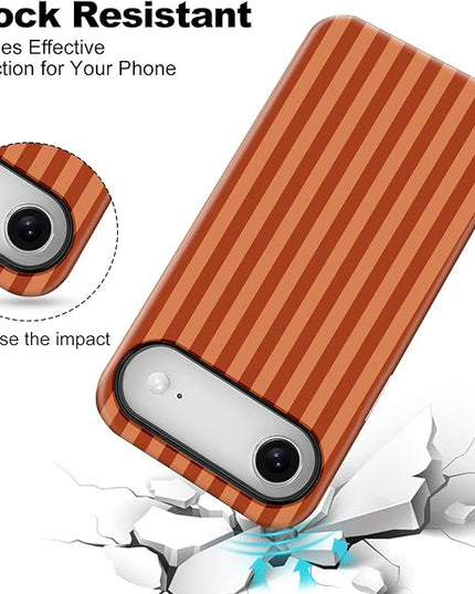 Magnetic for iPhone 17 Air Case Cute Stripes Phone Case, Shockproof Slim TPU and Hard PC Protective Phone Cover Compatible with MagSafe Designed for Women Girls, Deep Brown