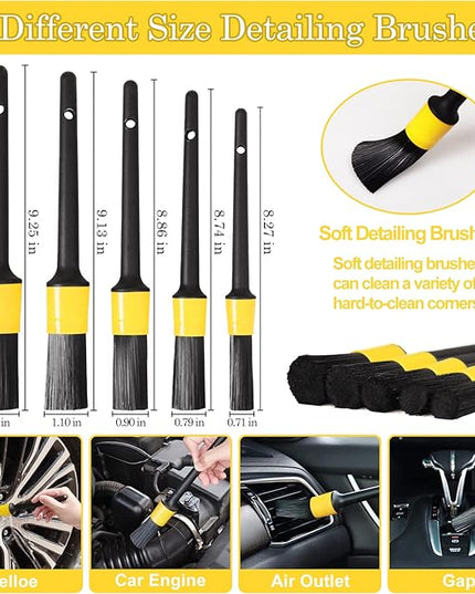 TTRCB 27Pcs Car Detailing Kit, Car Detailing Brush Set, Auto Detailing Drill Brush Set, Car Detailing Brushes, Car Wash Kit, Car Accessories, Car Cleaning Tools Kit for Interior, Exterior, Wheels
