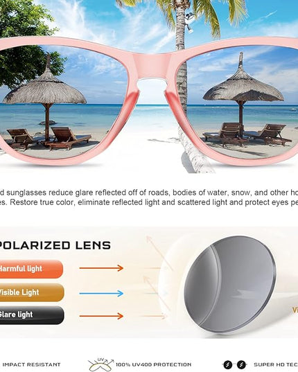 DANAMY Sunglasses Womens Polarized Sunglasses for Women Trendy Designer Mirrored UV400 Protection Sun Glasses