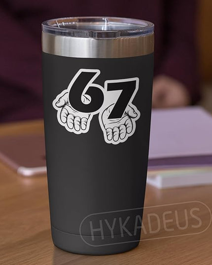 (3Pcs) Funny Six Seven 67 Meme Stickers Gen Alpha Slang 6 7 Hands Vinyl Decals Waterproof Sticker for Water Bottle, Laptop, Tumbler, Phone Case, Scrapbooking, 3" x 2.5"