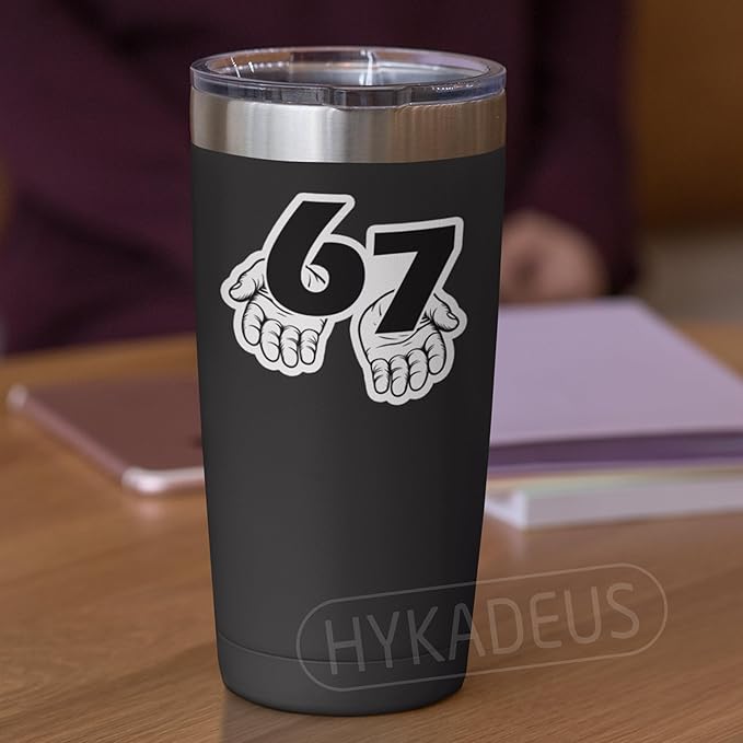 (3Pcs) Funny Six Seven 67 Meme Stickers Gen Alpha Slang 6 7 Hands Vinyl Decals Waterproof Sticker for Water Bottle, Laptop, Tumbler, Phone Case, Scrapbooking, 3" x 2.5"