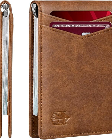 Zitahli Wallet for Men-6 Slots ID Window-Mens Wallets-Slim Wallet Classic Spring Money Clip RFID Blocking-Gift for Men