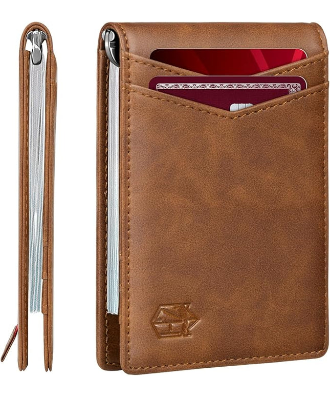 Zitahli Wallet for Men-6 Slots ID Window-Mens Wallets-Slim Wallet Classic Spring Money Clip RFID Blocking-Gift for Men
