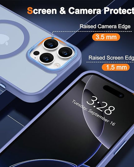 Hython Case for iPhone 16 Pro Case Magnetic Translucent Matte Phone Cases 6.3" [Compatible with MagSafe] Thin Slim Fit Shockproof Bumper Hard Protective Cover for Women Men Girls, Light Blue