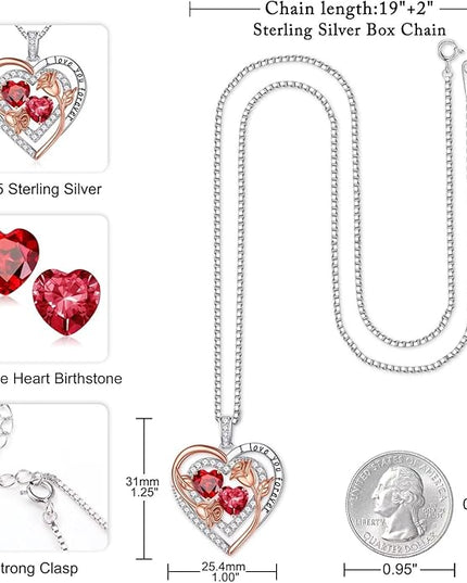 Iefil Christmas Gifts for Women - Sterling Silver Birthstone Necklace Anniversary Birthday Gifts for Her Wife Mom Daughter