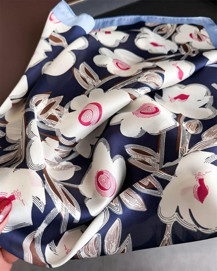 MINIDORA Satin Scarves for Women 27.5 × 27.5 inches Medium Square Elegant Silk Feeling Head Scarf