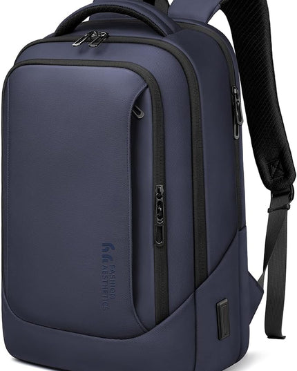 hk Laptop Backpack for Men with USB Charging Port Water-Resistant for 15.6 Inch Computer Bag Durable High-Tech Daypack Casual Backpack for Business Work College Weekender Travel- Blue