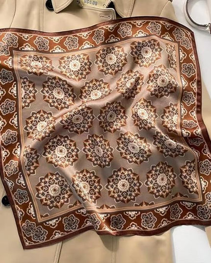 ANDANTINO 100% Mulberry Silk Scarf -21” Lightweight Square Neckerchief – Breathable Digital Printed Scarves with Gift Packed