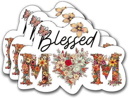 (3Pcs) Blessed Mom Sticker, Decal Gifts Mama Decorate Books Laptop Phone Water Bottles Kindles Stickers Tumbler Sticker Waterproof Vinyl Decorate Sticker 3" Inch