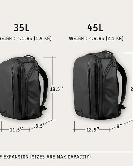 WANDRD TRANSIT Travel Backpack (35L): Expandable Carry-On Travel Backpack – Weather-Resistant, Laptop Compartment, Dual Side Access & Camera Cube Compatible Adventure Bag