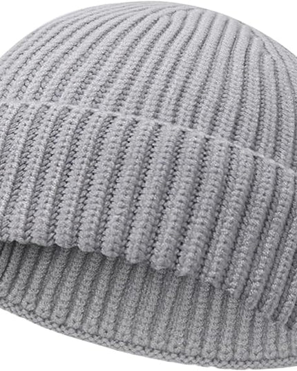 Wool Fisherman Beanies for Men Women Short Cuff Knit Beanie Winter Warm Hats Trawler Hat Stylish Watch Cap
