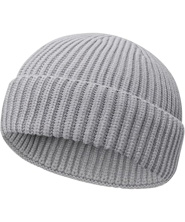 Wool Fisherman Beanies for Men Women Short Cuff Knit Beanie Winter Warm Hats Trawler Hat Stylish Watch Cap