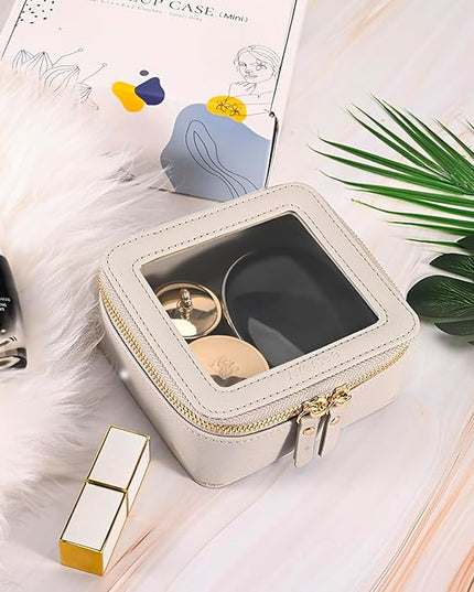 Aveniee Mini Clear Makeup Bag, Small Cosmetic Bags Travel Toiletry Pouch Organizer, TSA Approved Make up Case with Zipper, Car Bag for Essentials,Grey