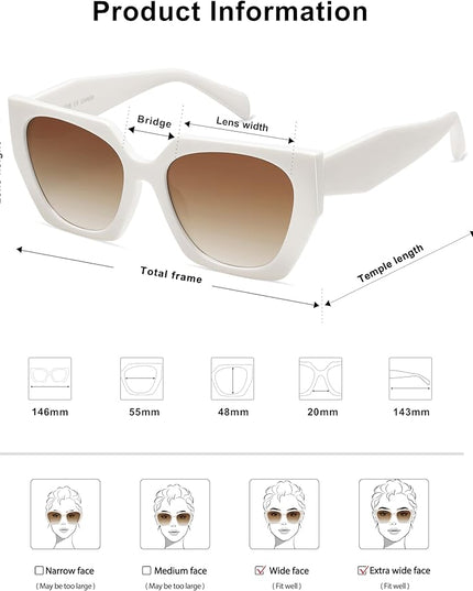 SOJOS Large Oversized Polarized Sunglasses for Women, Big Designer Womens Trendy Square Shades SJ2205