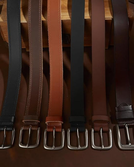 VATAN Men's Genuine Leather Casual Every Day Jeans Belts, Handmade Men Leather Belt with Gift Box