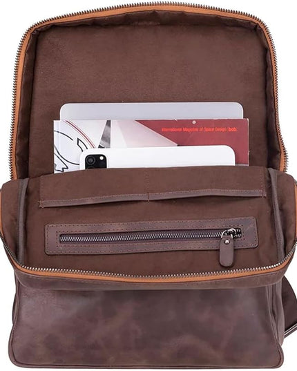 Osceola Genuine Leather Laptop Backpack for Men & Women, Handmade Leather Backpack Fits 16 Inch Laptop (Dark Brown)