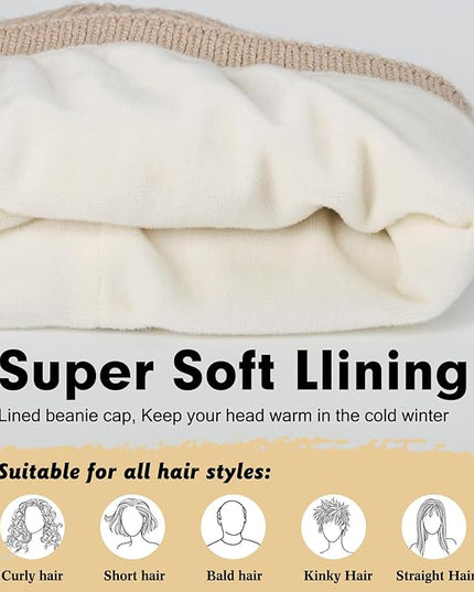 Wmcaps Winter Beanie for Men Women, Fleece Lined Beanie Soft Warm Knit Hat Ski Stocking Cuffed Cap