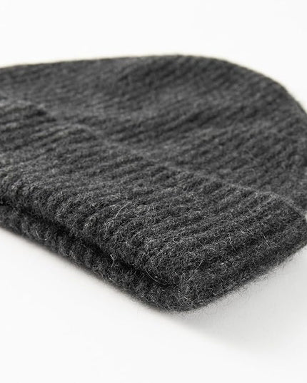 Villand 100% Cashmere Ribbed Cuffed Hat for Men, Ultra-Soft Men's Pure Cashmere Winter Ski Beanie