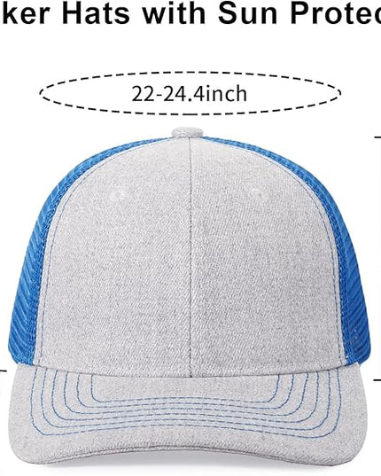 kozinu Unisex Trucker Hats Blank Mesh Snapback Hats Sport Plain Baseball Caps Adjustable Fitted Hat