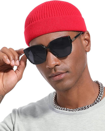 Short Fisherman Beanie for Men Women, Wool Knit Cuff Warm Winter Hats, Trawler Beanie Watch Caps Soft Skullcap