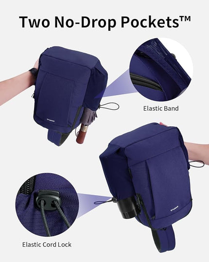ECOHUB Anti-Theft Crossbody Bag Men Women, RFID Blocking Lightweight Sling Backpack Eco-Friendly with 9 Pockets Sturdy SBS Zippers Water Resistant for Travel Work Hiking Outdoor, Blue