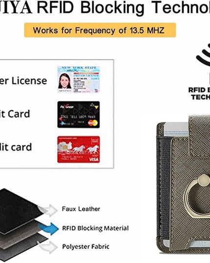 BIAJIYA Phone Card Holder RFID Leather Wallet Credit Adhesive Cell Case Stick-on Card Holder for Women and Men Back of Phone for Most of Smartphones
