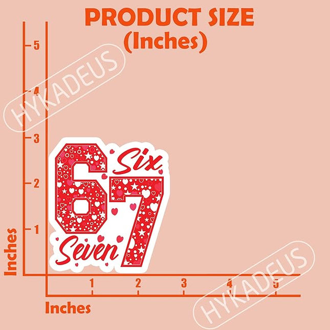 (3Pcs) 67 Six Seven Valentine Meme Stickers Valentine’s Day 67 Meme Sticker Vinyl Decals Waterproof for Laptop, Water Bottle, Tumbler, Scrapbooking, 3" x 2.7"