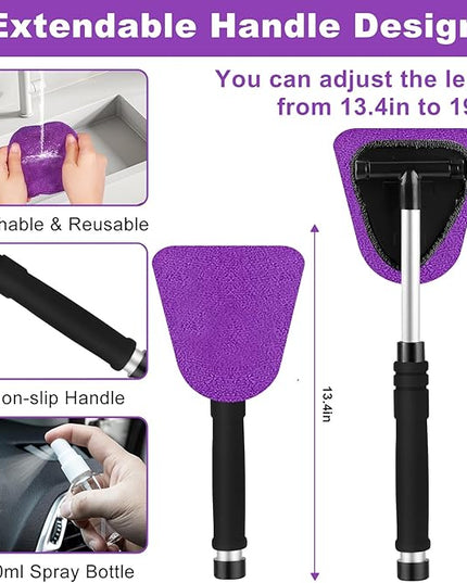 Viewsun Windshield Cleaner Tool, 17Pcs Purple Car Interior Cleaning Kit, Detailing Kit Cleaner, Detailing Brush, Cleaning Gel, Inside Cleaning Supplies Accessories for Trucks, SUVs, RVs Window