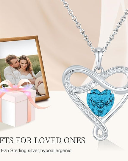 925 Sterling Silver Infinity Necklace - Exquisite Silver Jewelry for Women, Love Heart Necklace for Birthday, Anniversary, Valentine’s Day - Ideal Gift for Girlfriend, Wife, Mom, or Her