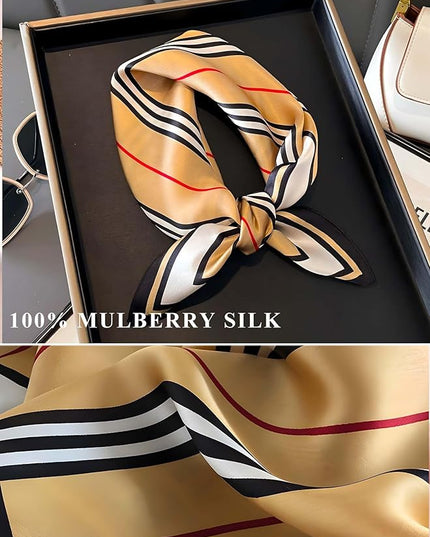 100% Mulberry Silk Scarf for Women Hair Lightweight Square Neckerchief Wrap For Head Scarves 21"