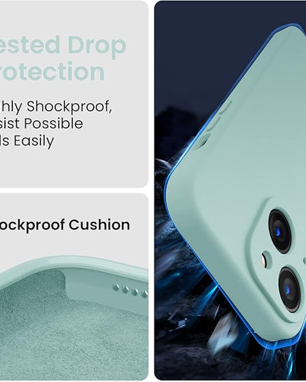 FireNova Designed for iPhone 15 Plus Case, Silicone [Camera Protection] Case with [2 Screen Protectors], Soft Anti-Scratch Microfiber Lining Inside, 6.7 inch, Mint Green