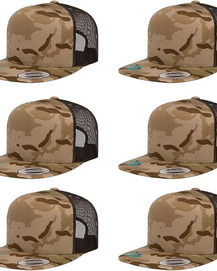 Yupoong 5-Panel YP Classic Trucker Cap | High Profile Flat Visor Snapback | OSFM | Bulk Packs Available
