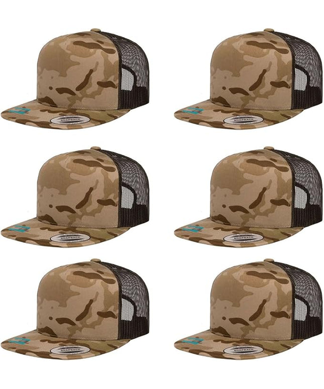 Yupoong 5-Panel YP Classic Trucker Cap | High Profile Flat Visor Snapback | OSFM | Bulk Packs Available