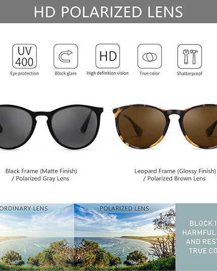 SUNGAIT Premium Vintage Round Sunglasses for Women Men Classic Retro Trendy Style