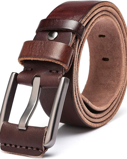 KEECOW Men's 100% Italian Cow Leather Belt Men With Anti-Scratch Buckle,Packed in a Box