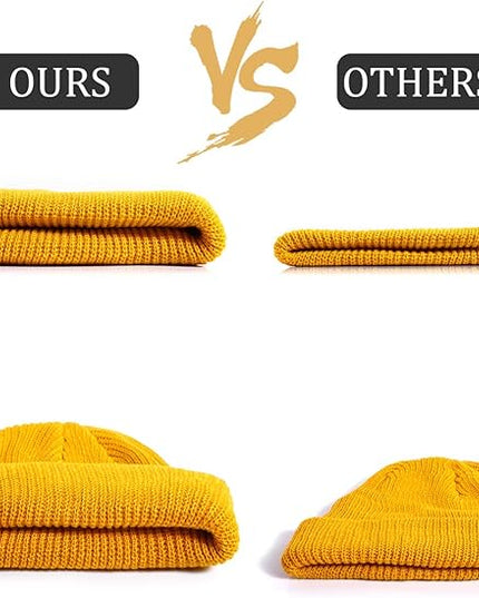 Geyoga 12 Pcs Trawler Beanie Hats for Men Fisherman Roll up Short Cuff Knit Beanie Bulk Winter Watch Cap for Men Women