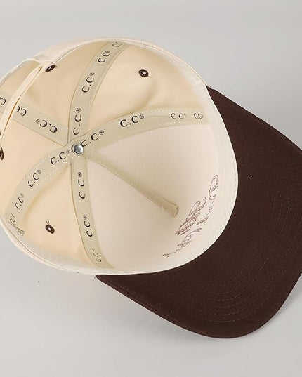 MIRMARU Two-Tone Vintage Canvas Trucker Hats for Men & Women, Adjustable Size Baseball Caps with Trendy Embroidered Design