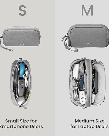 tomtoc Electronic Organizer Travel Case, Water Resistant Dual Compartment Tech Pouch Cable Organization Storage Bag for Charger, Cord, Phone, Hard Drive, Power Bank, Accessories Travel Essentials